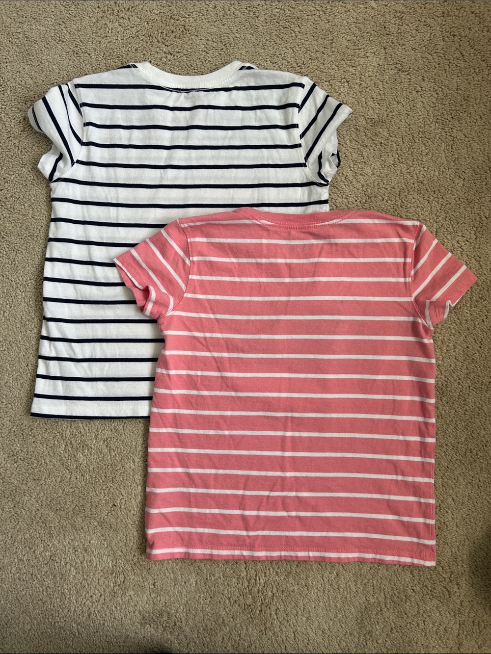 Vineyard Vibes Striped Short Sleeve Tees - White/Navy & Coral/White - 2 Pack, S - Picture 2 of 4